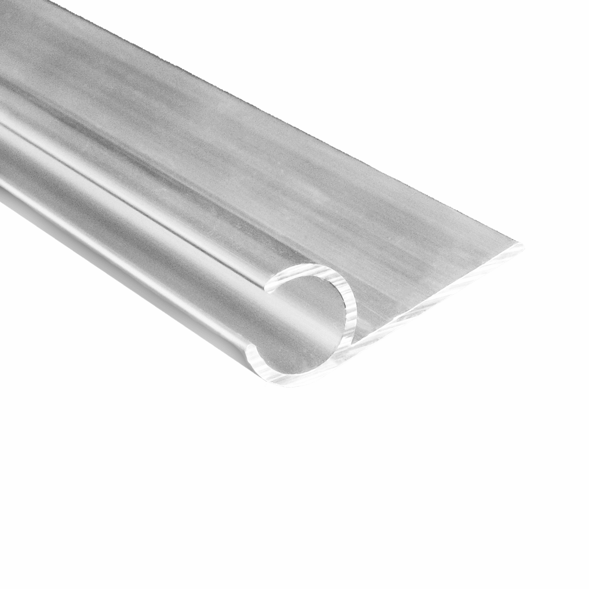 Keder Solutions® 5 mm. aluminum awning rail with a single rounded keder channel for securing 4–6 mm. keder in awnings, marine enclosures, canopies, and fabric attachment systems.